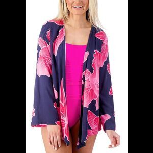 AmberNoon II by Dr. Erum Ilyas Women's Cascade Front Topper NavyFlor - Regular